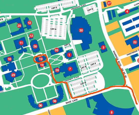 Map to CNU Circle K's Meetings